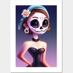 classy sugar skull girl Posters and Art